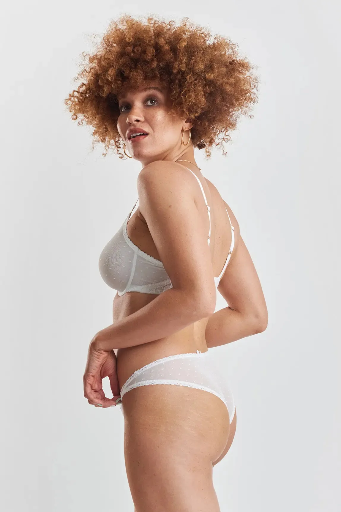 Ume Recycled-Lace Mid-Rise Briefs - Glacier White