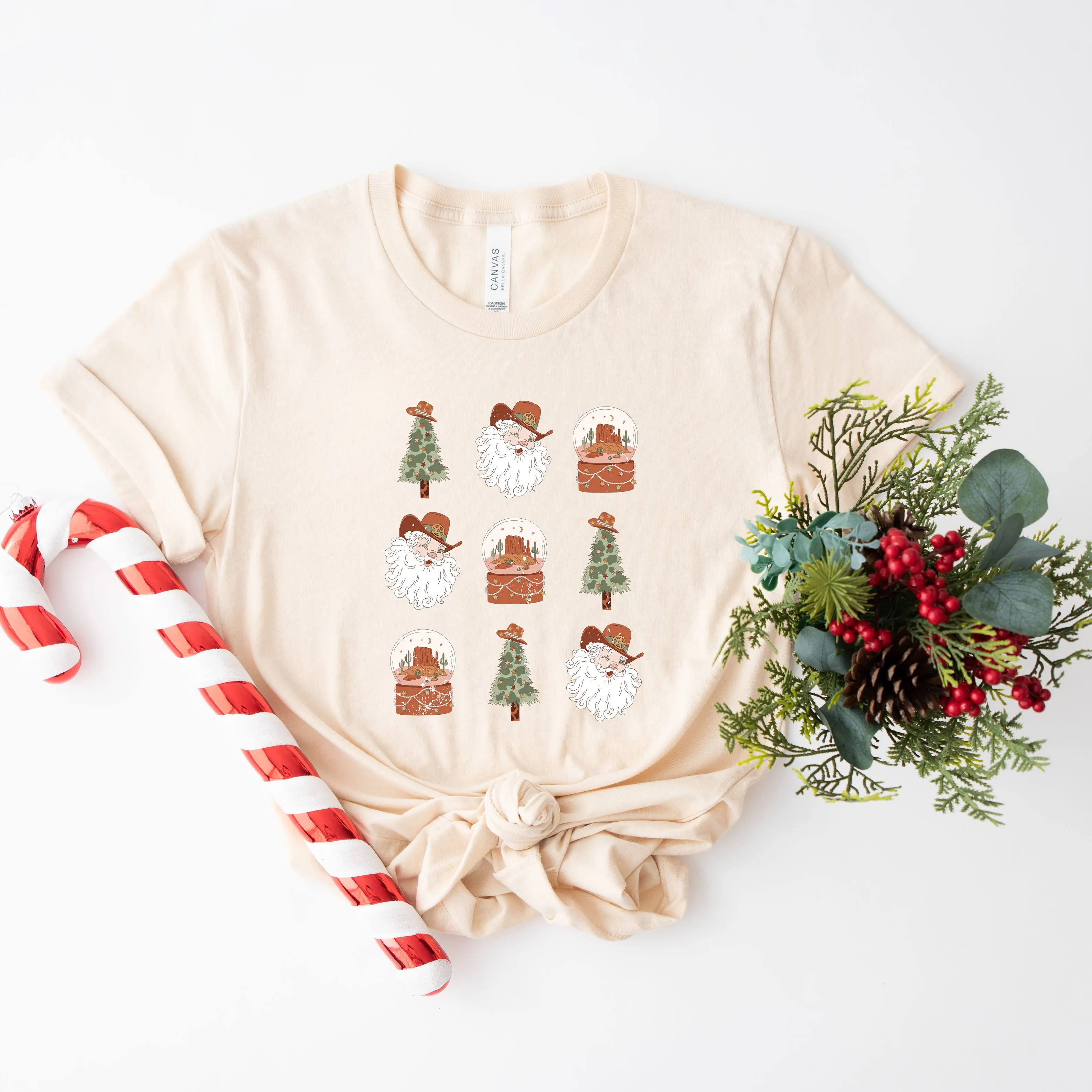 Western Santa Snowglobe | Short Sleeve Crew Neck