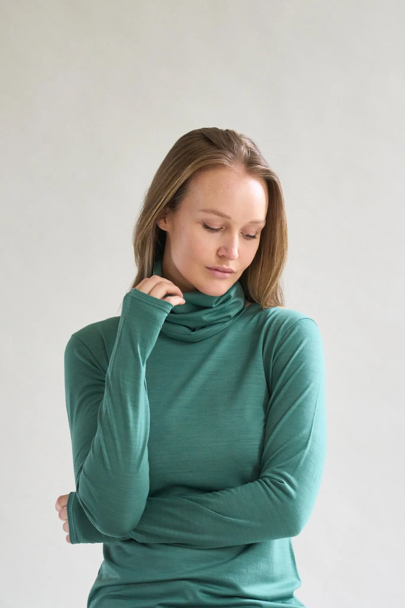 Womens Merino Long Sleeve, Emerald Green