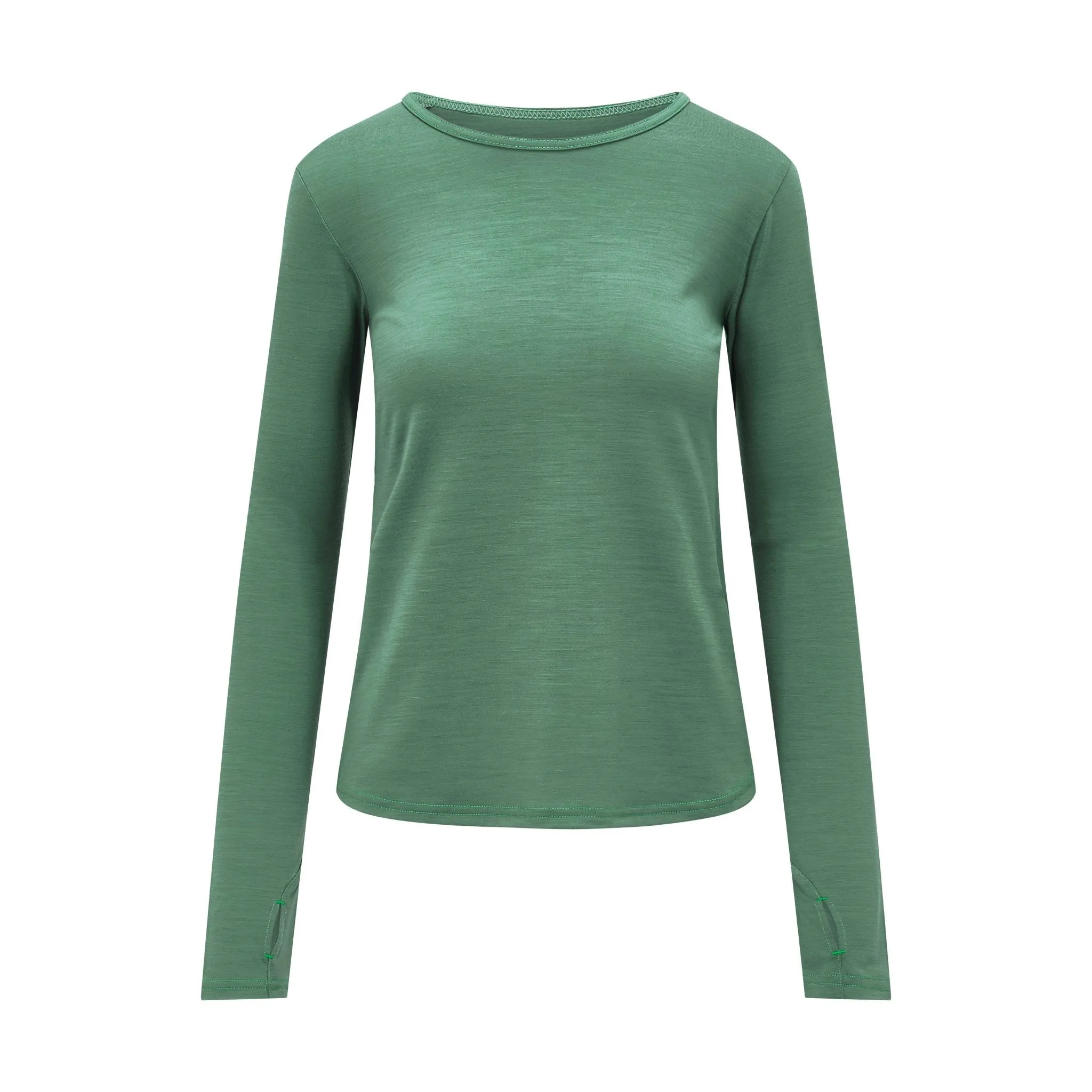 Womens Merino Long Sleeve, Emerald Green