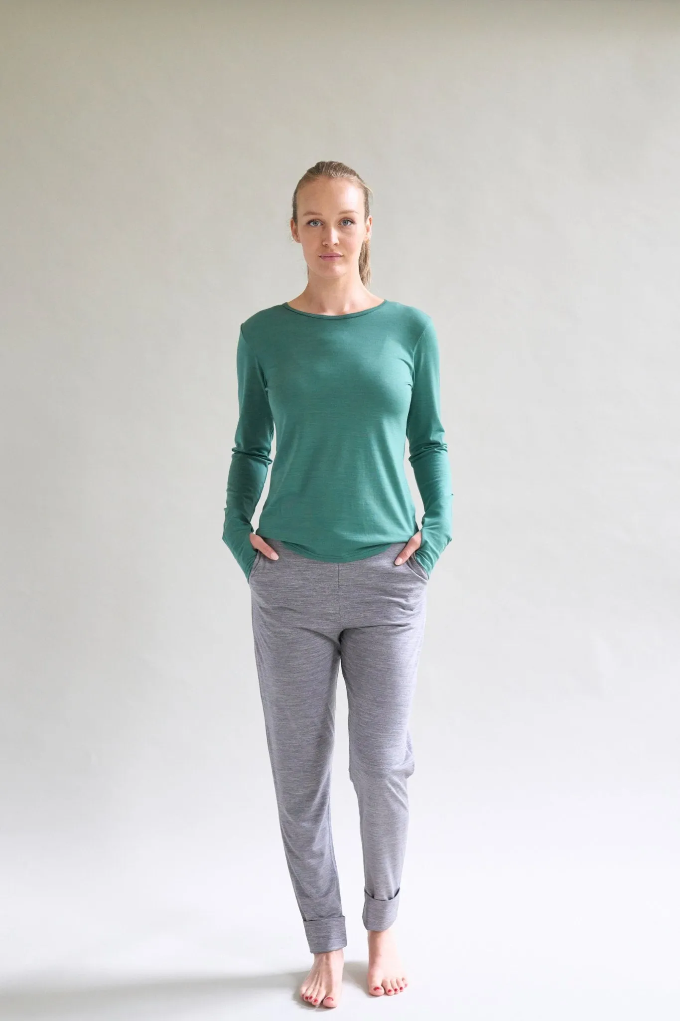 Womens Merino Long Sleeve, Sage Green